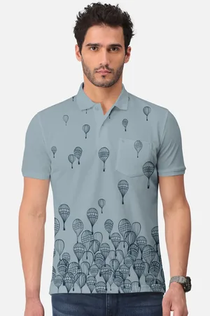 bullmer Conversational Printed Polo Collar Short Sleeves Cotton T-shirt