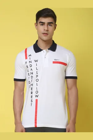 Rodamo Typography Printed Polo Collar Cotton Slim Fit T-shirt