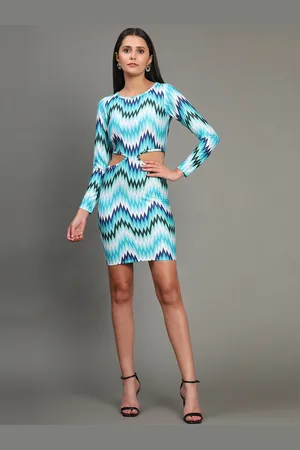 Kalini Geometric Printed Long Sleeves Sheath Dress