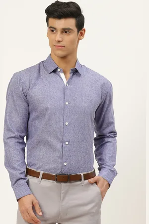 SOJANYA Men Blue Classic Regular Fit Cotton Linen Solid Formal Shirt