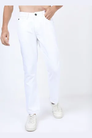 Highlander Men White Straight Fit Stretchable Cotton Jeans