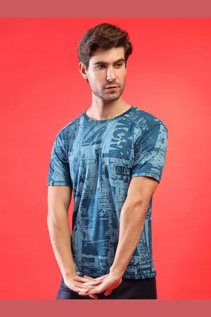 Campus Teal Abstract Printed Dry-Fit Training T-shirt