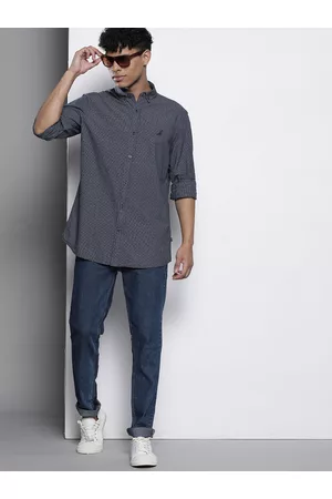 Nautica Micro-Checked Thread Work Detailed Pure Cotton Casual Shirt