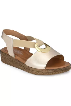 Delize Gold-Toned Leather Party Flatform Sandals