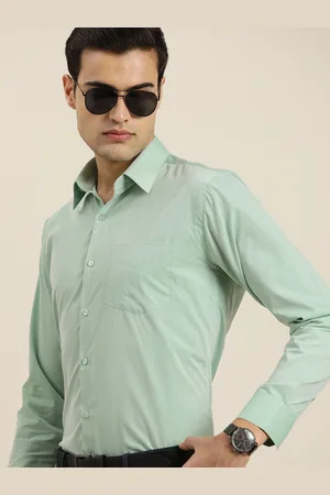 HANCOCK Solid Chambray Slim Fit Wrinkle Resistant Long Sleeves Formal Shirt