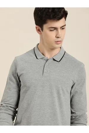 Invictus Men Grey Solid Polo Collar Fresh-On T-shirt