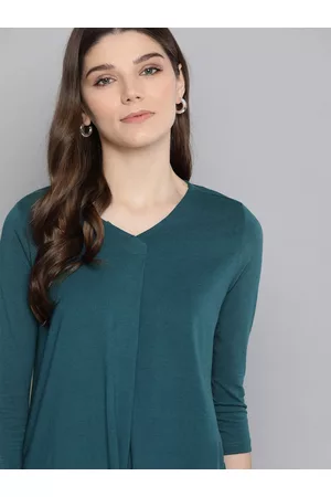 Chemistry Women Teal Blue Solid Tunic