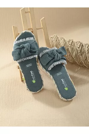 FRESH 1947 FEET Women Canvas Open Toe Flats With Bows