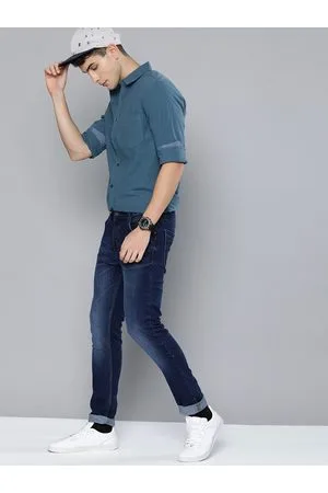 HARVARD Men Teal Blue Regular Fit Solid Casual Shirt