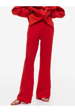 H&M Women Flared Linen-Blend Trousers