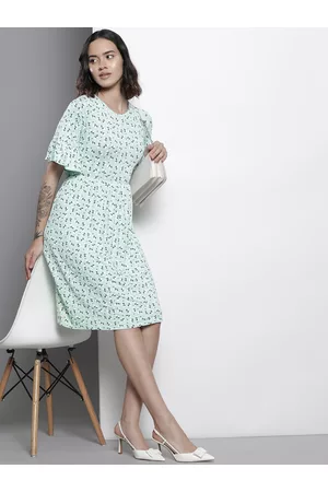 Boohoo Floral Print Bell Sleeves A-Line Dress
