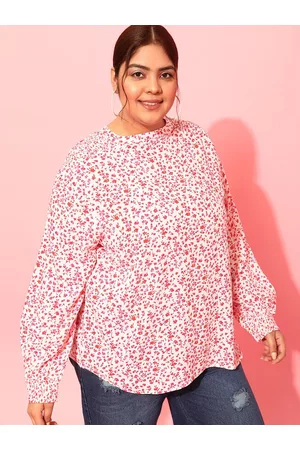 CURVY STREET Plus Size Floral Printed Round Neck Top