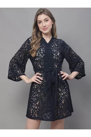 Claura V-Neck Net lace Cotton Robe