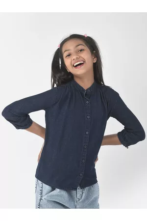 new style girls ruffle denim shirt| Alibaba.com