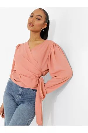 Boohoo Puff Sleeve Wrap Top
