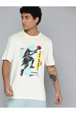 Reebok Men Beige Printed T-shirt
