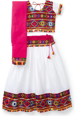 Banjara Girls Embroidered Cotton Ready to Wear Lehenga & Blouse With Dupatta
