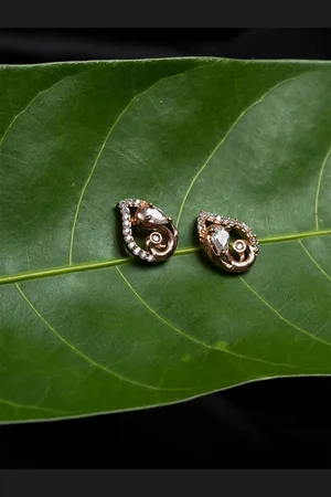 HOUSE OF ARLI Gold-Plated Paisley Shaped Studs Earrings