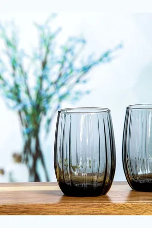Pasabahce Grey 6 Pieces Textured Dishwasher Safe Glass Linka Tumblers - 240 ml Each