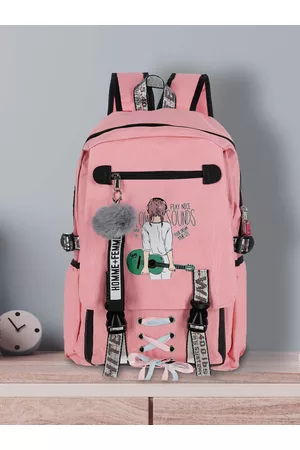 POPLINS Rucksacks - Unisex Kids Pink & Black Graphic Backpack