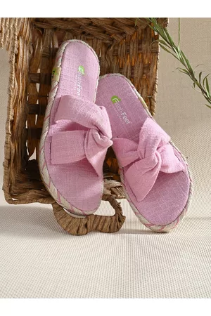 FRESH 1947 FEET Women Canvas Open Toe Flats With Bows