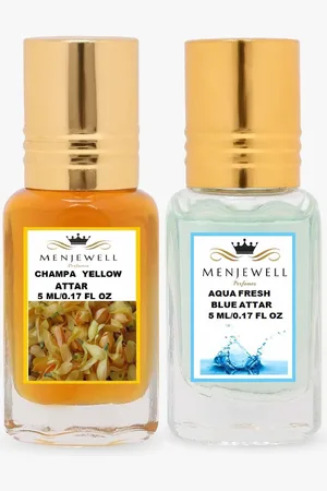 Menjewell Pack of 2 Attar Champa Yellow And Aqua Fresh 5 ml