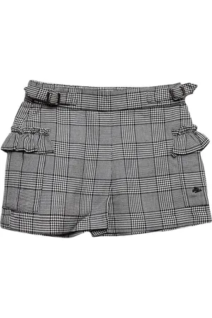 Cherry Crumble Girls Grey Checked Regular Fit Hot Pants