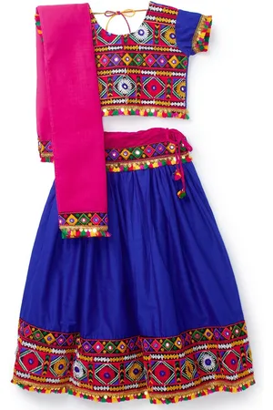 Banjara Girls Embroidered Cotton Ready to Wear Lehenga & Blouse With Dupatta