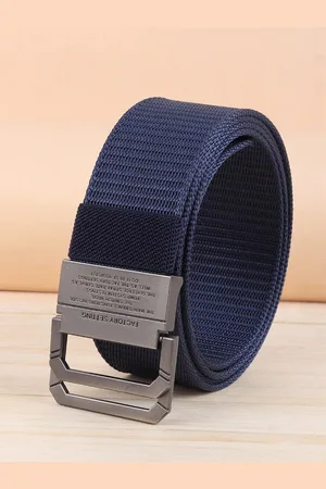 Winsome Deal Men Set Of 2 Textured Canvas Belt With D-Ring Closure