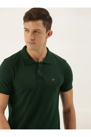 Invictus Men Green Polo Collar Pure Cotton T-shirt