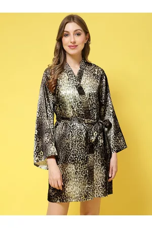 Claura Printed Silk Satin Bath Robe