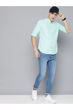 HARVARD Band Collar Long Sleeves Casual Shirt