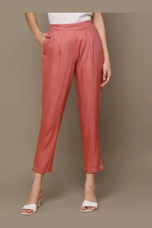 HERE&NOW Women Light Brown Mid-Rise Cropped Cigarette Trousers