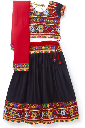 Banjara Girls Embroidered Cotton Ready to Wear Lehenga & Blouse With Dupatta