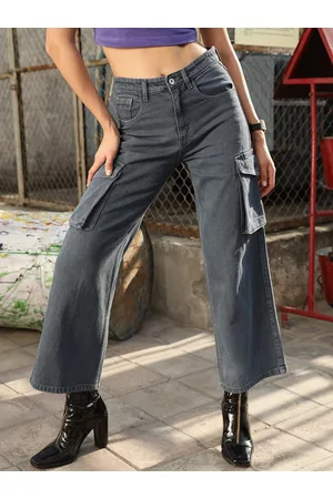 STREET 9 Women Jean Wide Leg High-Ris Pure Cotton Jeans