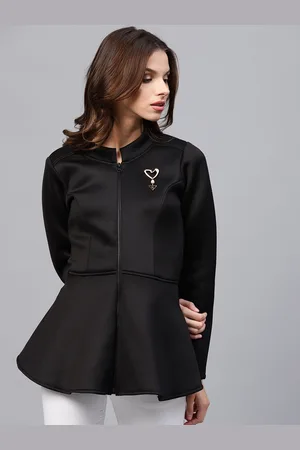 ATHENA Women Black Solid Longline Tailored Jacket