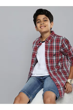 Nautica Boys Tartan Checks Opaque Casual Shirt