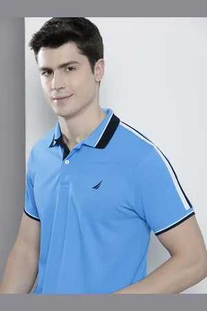 Nautica Men Polo Collar Pure Cotton T-shirt With Stripes on Sleeves