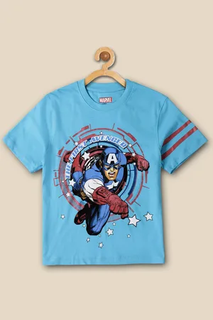 Kidsville Boys Captain America Printed Cotton Casual T-Shirt