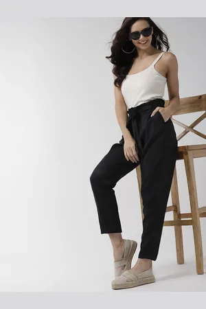Mast & Harbour Women Black Cropped Trousers