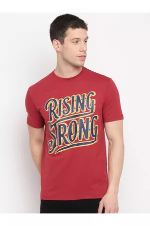 Richlook Men Red Typography Printed T-shirt