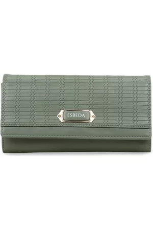 ESBEDA Women Green Textured Envelope Wallet