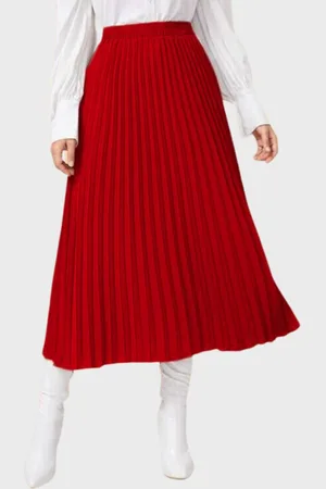 BuyNewTrend Accordion Pleated A-Line Midi Skirt