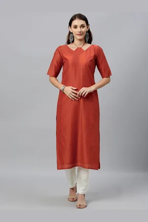 Ethnovog Women Brown Solid Made To Measure Straight Kurta