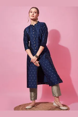 indo street Ethnic Motifs Self Design Multiple Slits A-Line Kurta with Palazzos