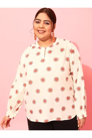 CURVY STREET Plus Size Floral Printed Smocked Shirt Style Top