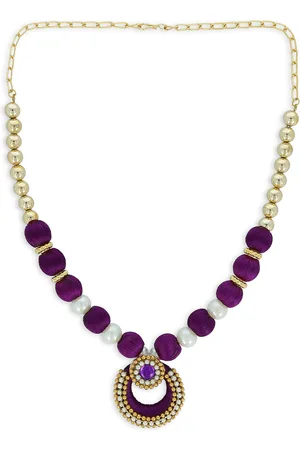 Akshara Clothing Girls Gold-Toned & Purple Alloy Gold-Plated Handcrafted Necklace