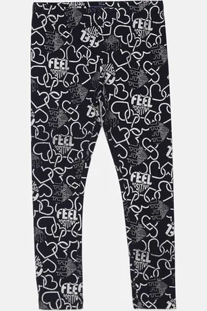 chicco Girls Navy Blue & Silver Printed Floral Leggings