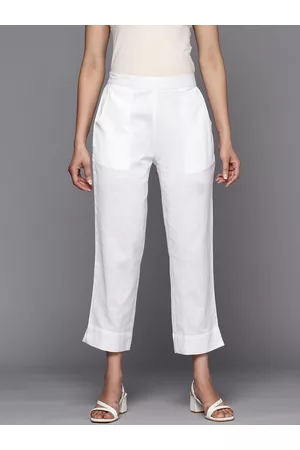 Libas Women White Straight Fit Trousers