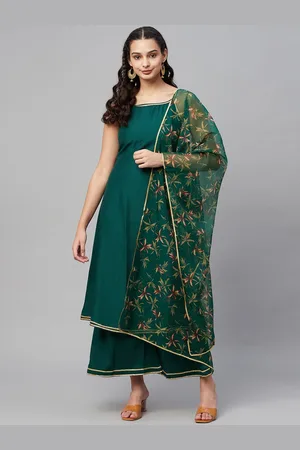 Myshka Women Green Kurta with Palazzos & Dupatta